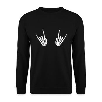 Rock Metal Hände Halloween - Unisex Pullover - Schwarz - Vorne - Alina (178cm) & Michal (187cm)