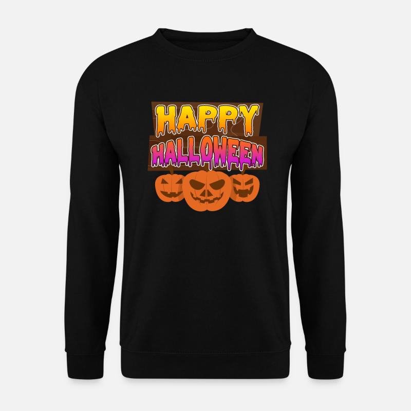 Halloween Kürbis Happy Halloween - Unisex Pullover - Schwarz