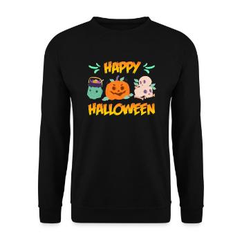 Happy Halloween - Unisex Pullover - Schwarz - Vorne - Alina (178cm) & Michal (187cm)