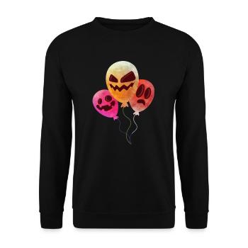Kürbis Maske Halloween Ballon - Unisex Pullover - Schwarz - Vorne - Alina (178cm) & Michal (187cm)