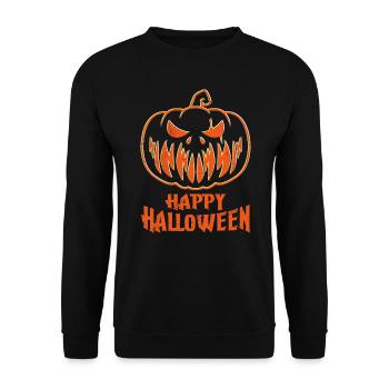Pumpkin Mask Halloween - Unisex Sweatshirt - black - Front - Alina (178cm) & Michal (187cm)