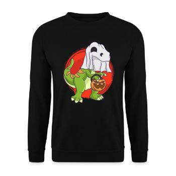 Dinosaur Halloween Ghost - Unisex Sweatshirt - black - Front - Alina (178cm) & Michal (187cm)