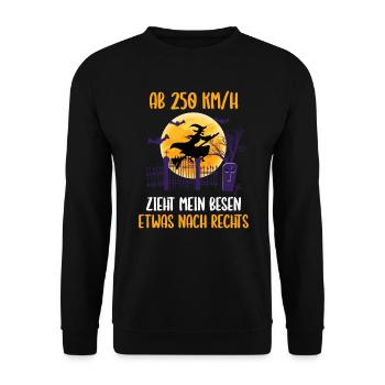 Tempolimit für Besen Hexe Halloween - Unisex Pullover - Schwarz - Vorne - Alina (178cm) & Michal (187cm)