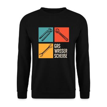 Gas Wasser Scheiße Klempner - Unisex Pullover - Schwarz - Vorne - Alina (178cm) & Michal (187cm)
