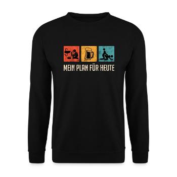 Klempner Männer Beruf Plan für heute bier und Frau - Unisex Pullover - Schwarz - Vorne - Alina (178cm) & Michal (187cm)