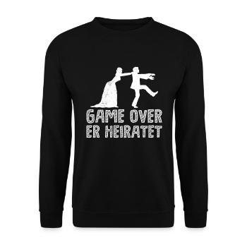 Game over - Bräutigam Jungesellenabschied - Sweat-shirt Unisexe - noir - Devant - Alina (178cm) & Michal (187cm)