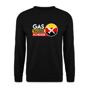 Gas Wasser Scheiße Klempner - Unisex Pullover - Schwarz - Vorne - Alina (178cm) & Michal (187cm)