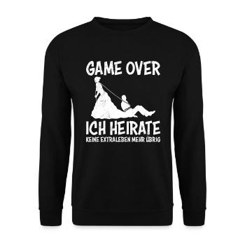 Game over - Frisch verheiratet Ehepaar Hochzeit - Unisex Pullover - Schwarz - Vorne - Alina (178cm) & Michal (187cm)