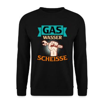 Anlagenmechaniker Sanitär Klimatechnik - Unisex Pullover - Schwarz - Vorne - Alina (178cm) & Michal (187cm)