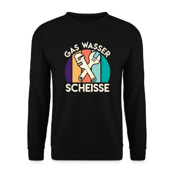 Gas Wasser Scheiße Anlagenmechaniker Klempner - Unisex Pullover - Schwarz - Vorne - Alina (178cm) & Michal (187cm)