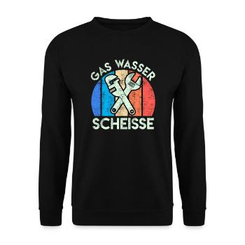 Gas Wasser Scheiße Anlagenmechaniker Klempner - Unisex Pullover - Schwarz - Vorne - Alina (178cm) & Michal (187cm)