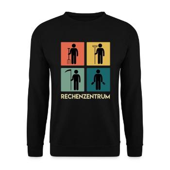 Rechenzentrum Garten Rechen Gärtner - Unisex Pullover - Schwarz - Vorne - Alina (178cm) & Michal (187cm)