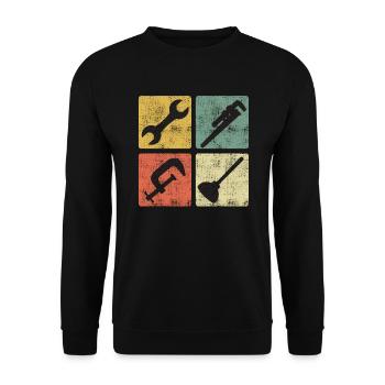 Spengler Plumber Plant Mechanic Vintage - Unisex Sweatshirt - black - Front - Alina (178cm) & Michal (187cm)