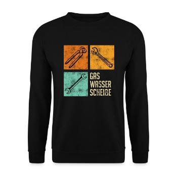 Gas Wasser Scheiße Klempner - Unisex Pullover - Schwarz - Vorne - Alina (178cm) & Michal (187cm)