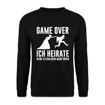 Jungesellenabschied Braut und Bräutigam Hochzeit - Unisex Pullover - Schwarz - Vorne - Alina (178cm) & Michal (187cm)