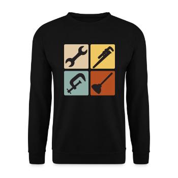 Tinsmith Plumber Plant Mechanic Vintage - Unisex Sweatshirt - black - Front - Alina (178cm) & Michal (187cm)