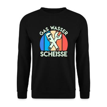 Gas Wasser Scheiße Anlagenmechaniker Klempner - Unisex Pullover - Schwarz - Vorne - Alina (178cm) & Michal (187cm)