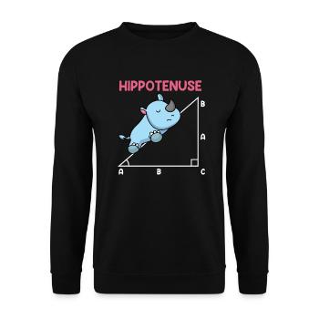 Hypotenuse Hippo Hippotenuse Math - Unisex Sweatshirt - black - Front - Alina (178cm) & Michal (187cm)