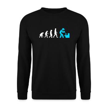 Plombier Evolution Mécanicien d’usine - Sweat-shirt Unisexe - noir - Devant - Alina (178cm) & Michal (187cm)