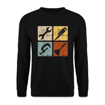 Spengler Plumber Plant Mechanic Vintage - Unisex Sweatshirt - black - Front - Alina (178cm) & Michal (187cm)