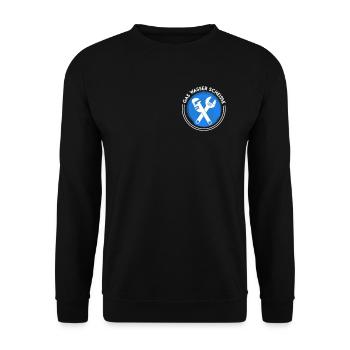 Klempner Spruch Gas Wasser Scheiße - Unisex Pullover - Schwarz - Vorne - Alina (178cm) & Michal (187cm)