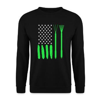USA Gärtner Rechenzentrum Gartenarbeit - Unisex Pullover - Schwarz - Vorne - Alina (178cm) & Michal (187cm)