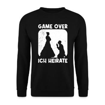 Game over - Brautpaar Mann und Frau Hochzeit - Unisex Pullover - Schwarz - Vorne - Alina (178cm) & Michal (187cm)