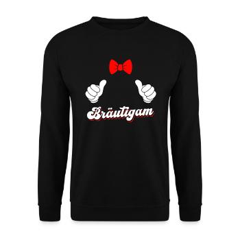 Jungesellenabschied Männer Bräutigam Hochzeit - Unisex Pullover - Schwarz - Vorne - Alina (178cm) & Michal (187cm)