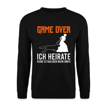 Game Over - Hochzeit Jungesellenabschied Mann - Unisex Pullover - Schwarz - Vorne - Alina (178cm) & Michal (187cm)