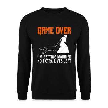 Game Over - Hochzeit Jungesellenabschied Mann - Unisex Pullover - Schwarz - Vorne - Alina (178cm) & Michal (187cm)