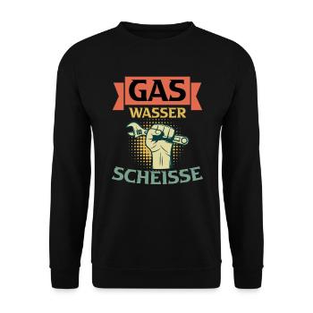 Anlagenmechaniker Sanitär Klimatechnik - Unisex Pullover - Schwarz - Vorne - Alina (178cm) & Michal (187cm)