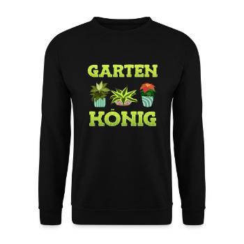 Garten König Garten Boss Schrebergarten - Unisex Pullover - Schwarz - Vorne - Alina (178cm) & Michal (187cm)