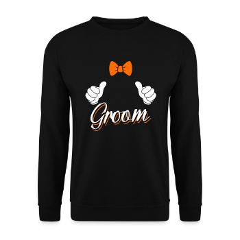 Jungesellenabschied Männer Bräutigam Hochzeit - Unisex Pullover - Schwarz - Vorne - Alina (178cm) & Michal (187cm)