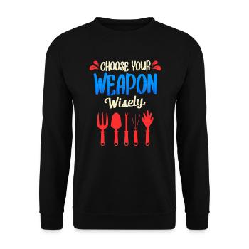 Choisissez votre arme sage jardiniers jardinage - Sweat-shirt Unisexe - noir - Devant - Alina (178cm) & Michal (187cm)