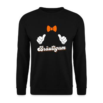 Jungesellenabschied Männer Bräutigam Hochzeit - Unisex Pullover - Schwarz - Vorne - Alina (178cm) & Michal (187cm)