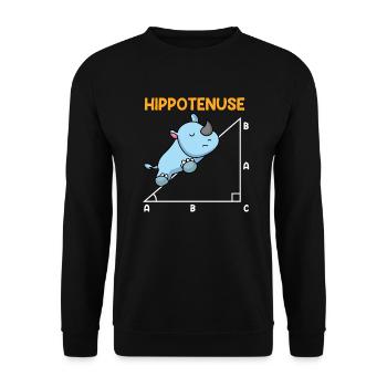 Hypotenuse Hippo Hippotenuse Math - Unisex Sweatshirt - black - Front - Alina (178cm) & Michal (187cm)