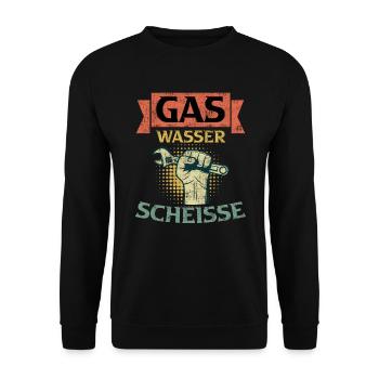 Anlagenmechaniker Sanitär Klimatechnik - Unisex Pullover - Schwarz - Vorne - Alina (178cm) & Michal (187cm)