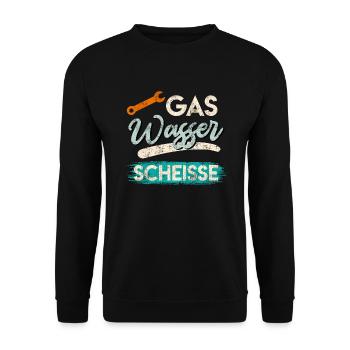 Gas Wasser Scheiße - Unisex Pullover - Schwarz - Vorne - Alina (178cm) & Michal (187cm)