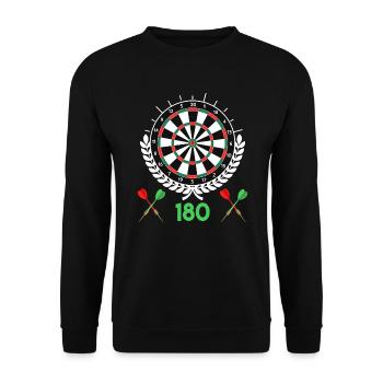 Darts 180er Dartscheibe 180 in Dart - Unisex Pullover - Schwarz - Vorne - Alina (178cm) & Michal (187cm)