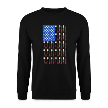 Dart Master USA Darts Pfeile - Unisex Pullover - Schwarz - Vorne - Alina (178cm) & Michal (187cm)