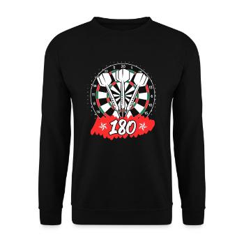 Darts 180er Dartscheibe 180 in Dart - Unisex Pullover - Schwarz - Vorne - Alina (178cm) & Michal (187cm)