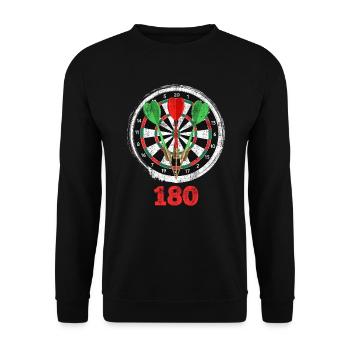 Darts 180er Dartscheibe 180 in Dart - Unisex Pullover - Schwarz - Vorne - Alina (178cm) & Michal (187cm)