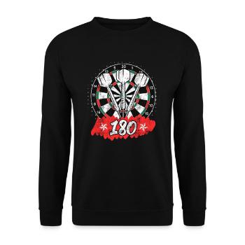 Darts 180er Dartscheibe 180 in Dart - Unisex Pullover - Schwarz - Vorne - Alina (178cm) & Michal (187cm)