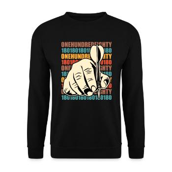Darts 180 Dartpfeile 180 in Dart - Unisex Pullover - Schwarz - Vorne - Alina (178cm) & Michal (187cm)