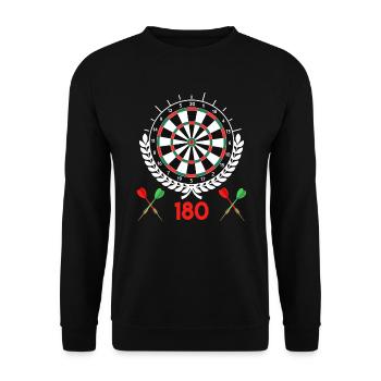 Darts 180er Dartscheibe 180 in Dart - Unisex Pullover - Schwarz - Vorne - Alina (178cm) & Michal (187cm)