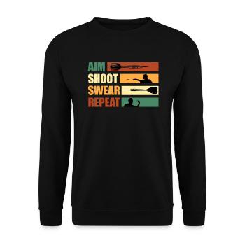 Darts Aim Shoot Swear Repeat Dart Zubehör Darts - Unisex Pullover - Schwarz - Vorne - Alina (178cm) & Michal (187cm)