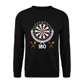 Darts 180er Dartscheibe 180 in Dart - Unisex Pullover - Schwarz - Vorne - Alina (178cm) & Michal (187cm)