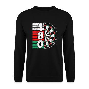 Darts Dartscheibe 180 Punkte 180er Dart - Unisex Pullover - Schwarz - Vorne - Alina (178cm) & Michal (187cm)