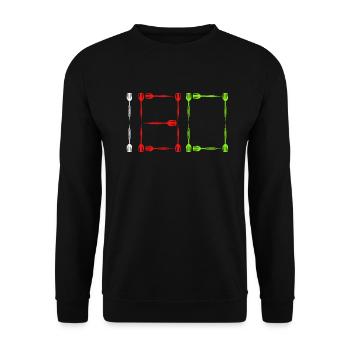 Darts 180 Dartpfeile 180er in Dart - Unisex Pullover - Schwarz - Vorne - Alina (178cm) & Michal (187cm)