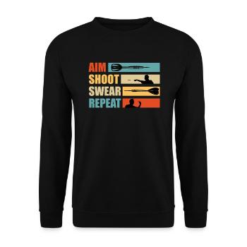 Darts Aim Shoot Swear Repeat Dart Zubehör Darts - Unisex Pullover - Schwarz - Vorne - Alina (178cm) & Michal (187cm)